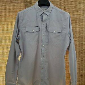 PONCHO OUTDOORS Blue Microcheck Long sleeve Pearl Snap XL FLAWS